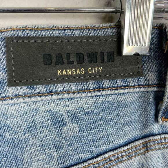 Baldwin Blue Denim Floral Harper Exposed Zipper Raw Hem Jeans NWT 30 - Picture 5 of 9